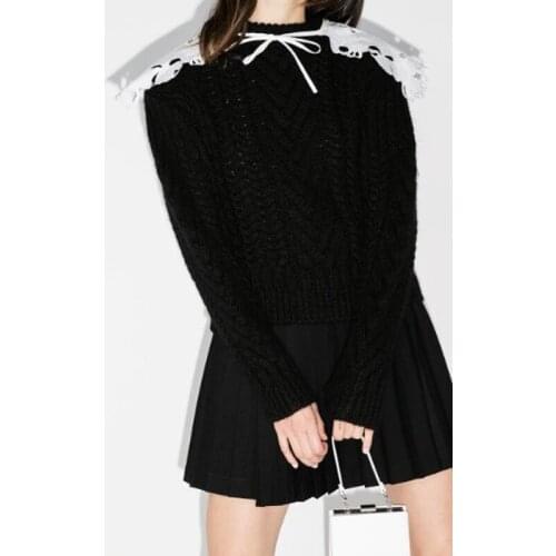 High Sale!!! 10.40 Hot End Luxury Warm Long Sleeve Pullover Sweater Women Wool Alpaca Twist Lace Shawl Design Loose Knitwear