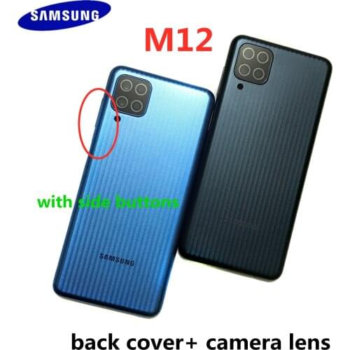 For Samsung Galaxy M12 M127 SM-M127F/DSN Phone Housing Battery Back Cover Rear Door Camera Lens+Side Buttons Panel Chassis Lid
