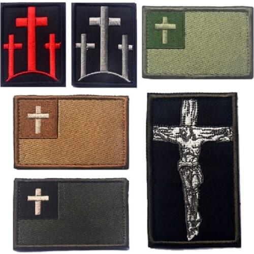 Embroidery Patches Jesus Christian Patch The Catholic Cross Patches Armband U.S.A Christian Arabic Symbol Crusader Patches