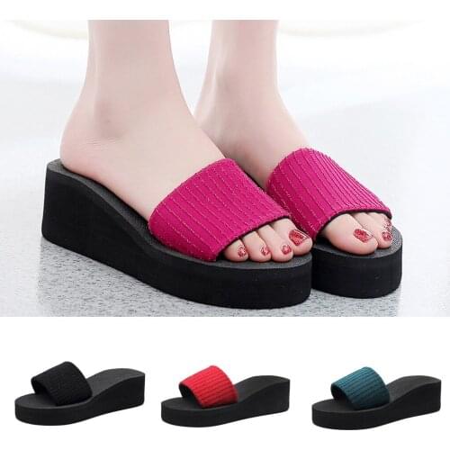 2021 Women Summer Slippers Bohemian Open Toe Fashion Non-slip Wedge Slippers High Quality Sequin Beach Shoe Fast Free Shipping