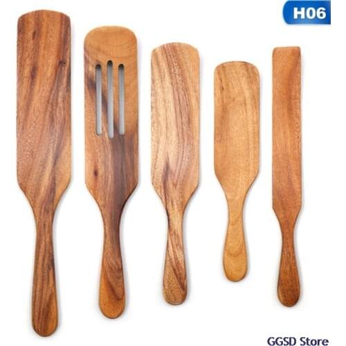 1pc Non-stick Wooden Spatula Kitchen Cooking Utensils for Salad Food Stirring Drain Spatula Sauce Omelette Spatula Frying Shovel