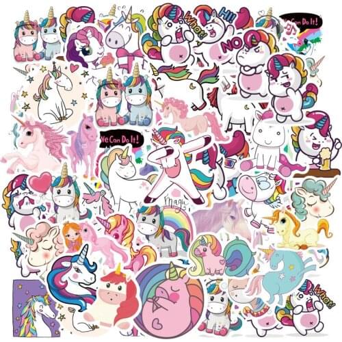 50PCS Cute Cartoon Animal Unicorn Waterproof Stationery Pvc Sticker Skateboard Suitcase Luggage For Kid Classic Toy Sticker