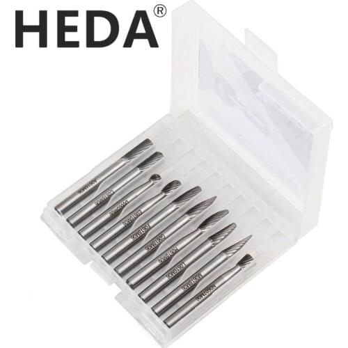 10Pcs/Set YG8 Tungsten Carbide Alloy Rotary File SIngle Cutter Carving Grinding Head Hard Metal Milling Cutter For Copper Iron