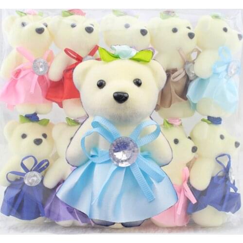 10PCS Cute Kawaii Cartoon Ice Cream Foam Teddy Bear Plush Toy Flower Bouquet Bear Doll Wedding Party Decoration