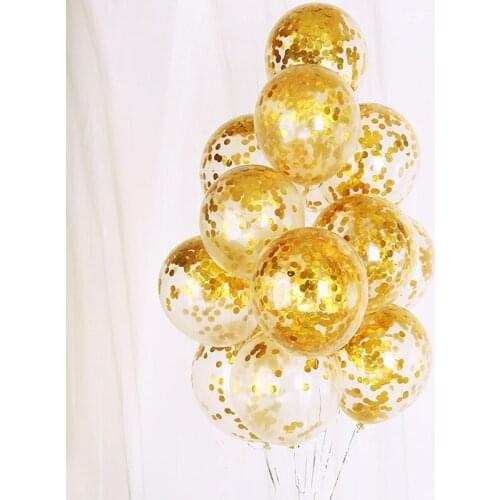 10Pcs Gold Foil Glitter Confetti Clear Balloons Globos Transparent Balloons Happy Birthday Baby Shower Wedding Party Decorations