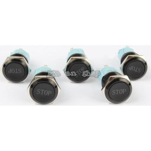 16mm metal button switch, self-locking black oxide black stop lamp