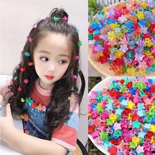 20 Pcs Girls Cute Colorful Flower Star Mickey Small Hair Claws Candy Colors Plastic Hairpins for Women Girls Hair Accessories