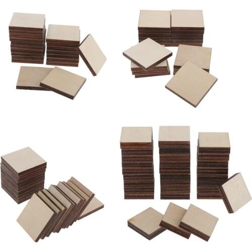 30Pcs/set Unfinished Wood Pieces Natural Slices Square Blank Wood for DIY Crafts Coasters Painting Ornament Decorations