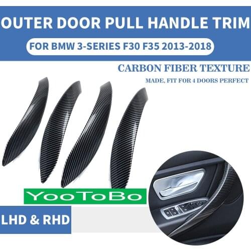 4PCS LHD RHD Carbon Fiber Car Interior Inner Door Pull Handle Outer Front Rear L R Protect For BMW F30 F80 F31 F32 F33 F35 13-18