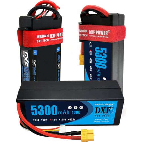 DXF 3S 11.1V 5300mah 130C MAX260C Lipo Battery Hardcase 1/10 1/8 Scale For TRXXX Slash 4x4 RC Car Hard Case