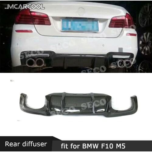 For BMW 5 Series F10 M5 Sedan 2012 - 2017 Rear Diffuser Lip spoiler Carbon Fiber Fins Shark Style Skid Plate FRP Bumper Guard