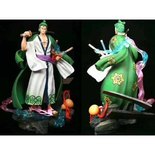 Anime O.n.e.P.i.e.c.e Zoro Three Swords Style Wano Kuni Phantom Kimono Zoro Boxed Figure Approx. 37cm