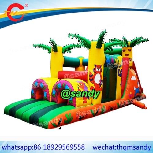 Free air ship to door,jungle animal inflatable obstacle course inflatable obstacle tunnel run for kids and adults