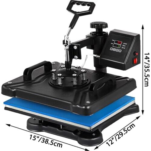 5in1 Digital 15X12 Transfer Heat Press Machine Sublimation T-Shirt Hat Mug Cap Plate DIY 110V