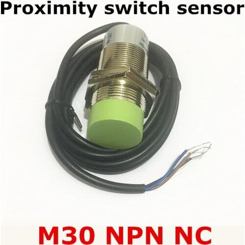 Factory price cylinder non-flush type M30 proximity switch inductive sensor NPN NC/normally Close DC 6-36V 3 wires distance 15mm
