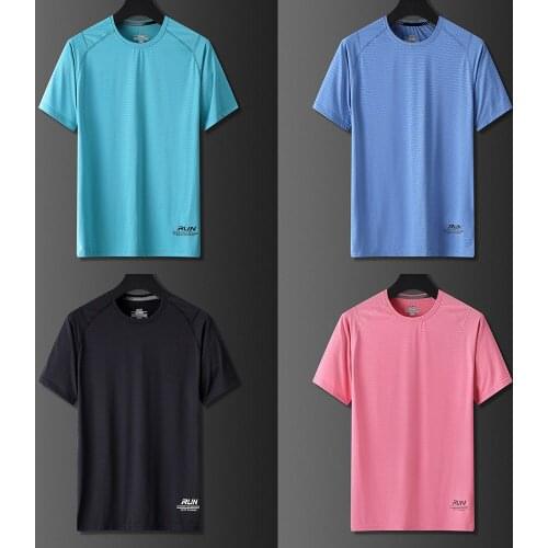 Newest Nylon T-Shirt Mens Summer Stretch Short Sleeve Quick Drying Breathable Sports Leisure T Shirt Men Running Fitness Shirt