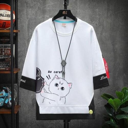 Cute Hip Hop Cat Print T Shirt Streetwear Girls Gothic Punk T-Shirt Summer Harajuku Tshirt Short Sleeve Tops Tee Funny Ins Shirt