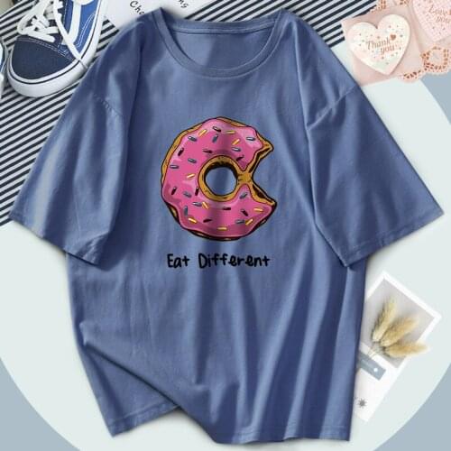 Harajuku Eat Different T-shirts Women Fashion Oversize Tshirts Outdoor Black Tops Tees Funny Clothing Loose Fit Camiseta Female
