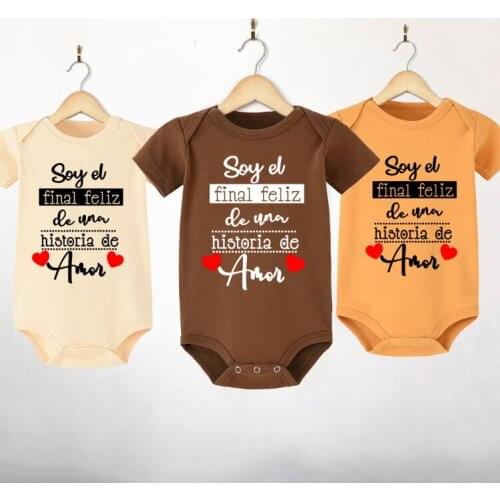I Am The Happy Ending of The Love Story Funny Newborn Baby Romper Infant Cotton Short Sleeve Baby Boy Girl BodySuit 0-12M