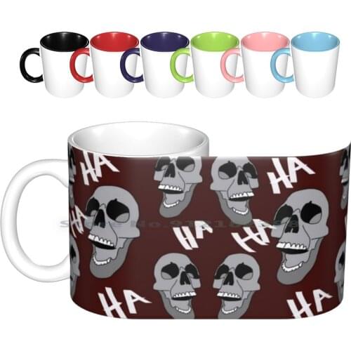 It’s A Laugh Ceramic Mugs Coffee Cups Milk Tea Mug Halloween Pheonixrzg Skull Laugh Laughter Red Skeleton Wicked Heels Witchy