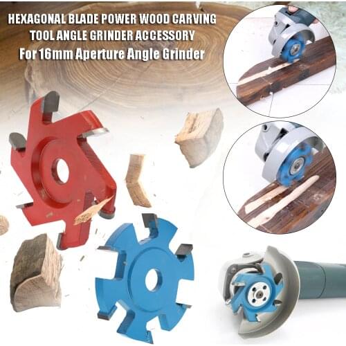 KKMOON Hexagonal Blade Power Wood Carving Tool Angle Grinder Accessory for 16mm Aperture Angle Grinder
