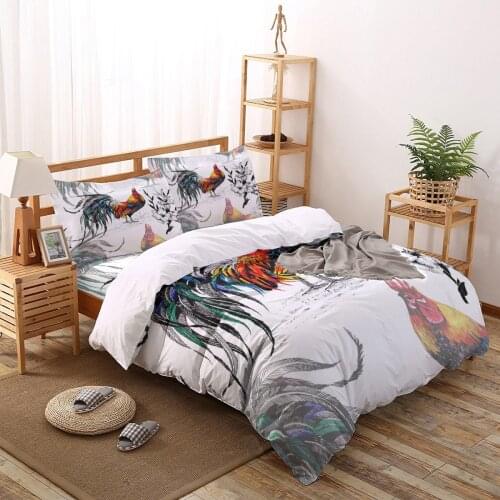 Rooster Farm Cock Flower Poultry Duvet Cover Set 2/3/4pcs Bedding Set with Pillowcase Bed Set Home Textiles Comforter Sets