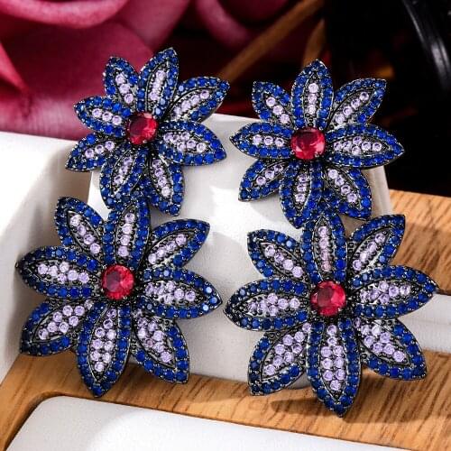 Missvikki Trendy Big Flowers Earrings Fashion Nigerian Indian Style For Women Daily Life Professional Lady Jewelry High Quality