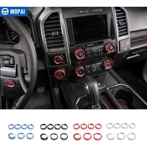 MOPAI Car Air Conditioning Audio 4WD Drive Trailer Headlight Switch Knob Button Decoration Cover Ring for Ford F150 XLT 2016 Up
