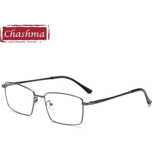 Men Square Optical Glasses Frame Alloy Frame Acetate Temple Eyewear Fashion Eye Glasses for Prescription Lenses Transparent