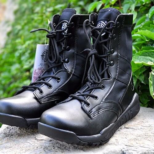 Masorini Black Sand Military Boots PU Leather Boots Men Hard-Wearing Tactical Camouflage Outdoor Climbing Footwear WW-085