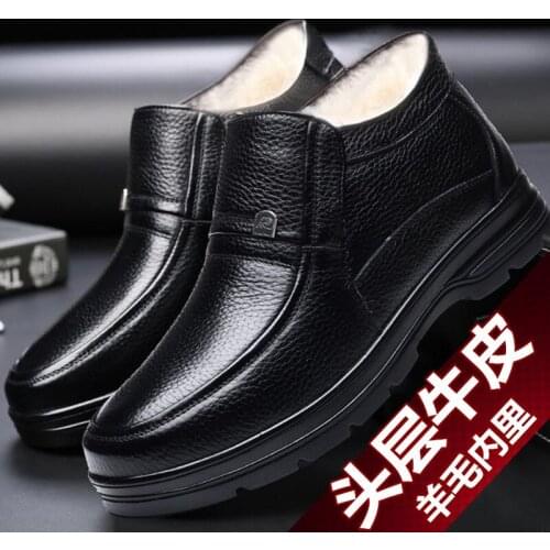 Brand Men Winter Genuine leather Boots Warm Fur Mens Ankle Boots Male Business Office Formal safety Shoes botas hombre tyh6