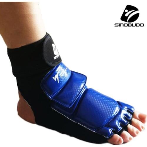 New WT Taekwondo PU Leather Foot Gloves Sparring Karate Ankle Protector Guard Gear Boxing Martial Arts Foot Guard Sock Adult Kid