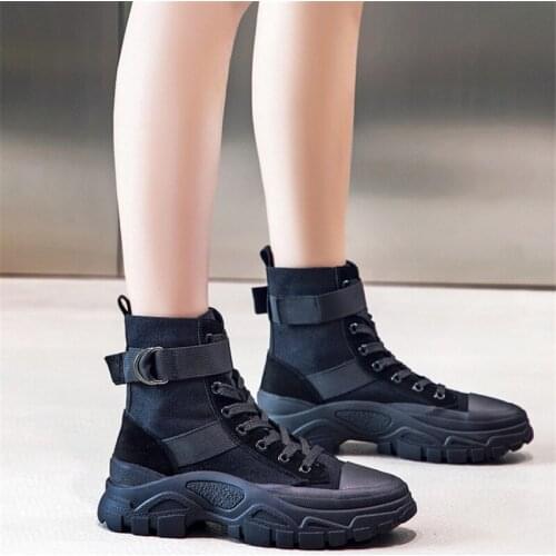 2021 New Motorcycle Boots Breathable Canvas Womens Autumn Ankle Boots Winter Plush Warm Outdoor Leisure Women Cotton Boots Hot