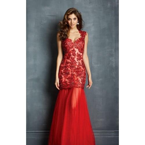 New style vestido de festa robe de soiree 2018 sexy backless red lace appliques party gown prom Mother of the Bride Dresses