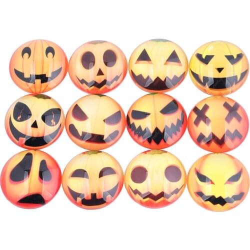 Onwear 20pcs 20mm 25mm halloween cabochon mixed pumpkin face photo glass diy