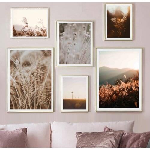 Straw Dandelion Windmill Reed Mountain Wall Art Canvas Painting Nordic Posters And Prints Wall Pictures For Living Room Decor