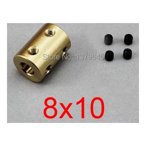 8mm to 10mm 8x10 rigid coupling CNC Motor Jaw Copper Shaft Coupling brass Coupler, model ship model airplane Motor connector