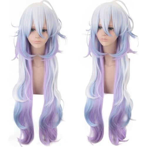100cm Game Anime Fate/Grand Order Apocrypha Merlin Wig Cosplay Wigs Playing Long Mixed Fancy Purple Hair Hair Halloween 1:1 Wigs