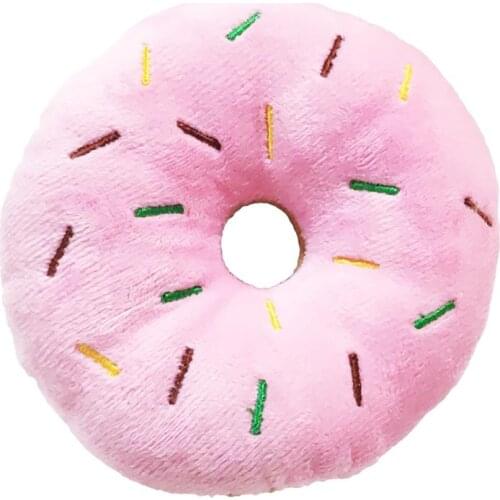 Dorakitten 1pc Plush Dog Toy Cartoon Donuts Shape Bite-Resistant Pet Chew Toy Pet Squeaky Toys Pet Supplies Dog Favors