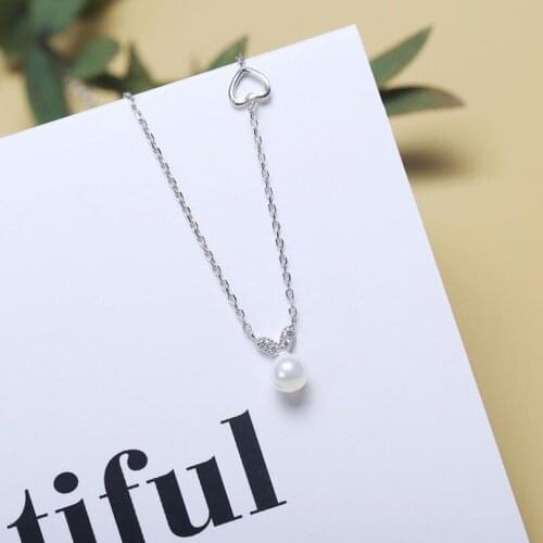 Germination Heart Pearl Zircon Pendant Necklaces For Women Trend Short Clavicle Chain 925 Sterling Silver Girls Jewelry SAN212
