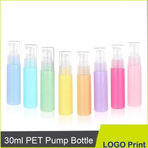 30 Pcs/Lot Candy Color Bottle Empty Plastic Pump Bottle 30ML Yellow PET Bottle Cream Pump Pink Bottle Container