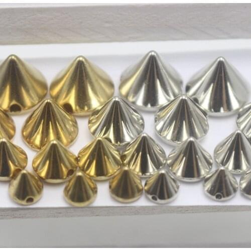 Craft DIY Metallic Silver/Gold Acrylic Rock Punk Spike Taper Stud Beads 6mm-12mm