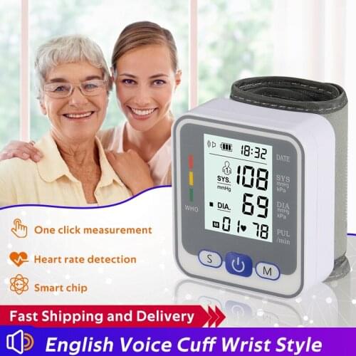 Smart Blood Pressure Monitor Cuff Wrist Sphygmomanometer Blood Presure Meter Monitor Heart Rate Pulse Portable Tonometer BP