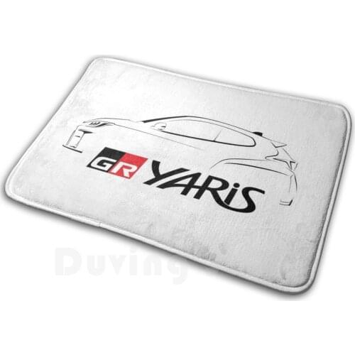 Gr Yaris Silhouette - Black Soft Non-Slip Mat Rug Carpet Cushion Gazoo Racing Gr Yaris Gr Yaris Wrc Rallye Rally