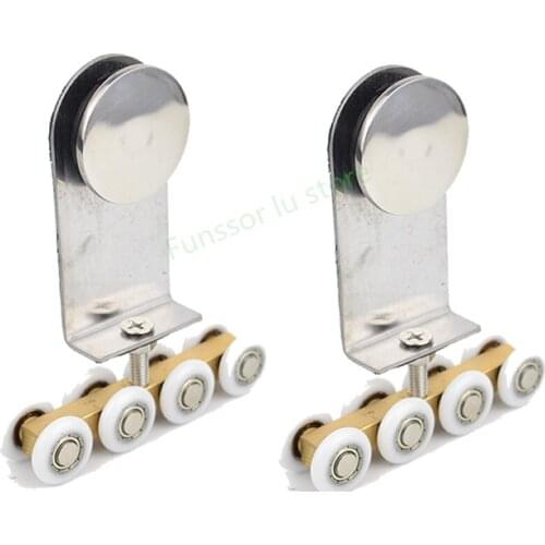 Glass doors,Stainless steel hanging rails wheels/pulley,glass clamps,8wheels,Track wheel, glass door fittings 2 sets/packag
