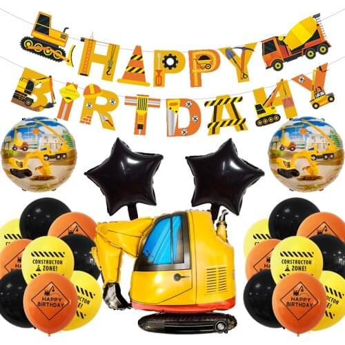 Construction Party Decorations Birthday Party Decorations Kids Globos Truck Tractor Excavator Foil Balloons Baby Shower Toy