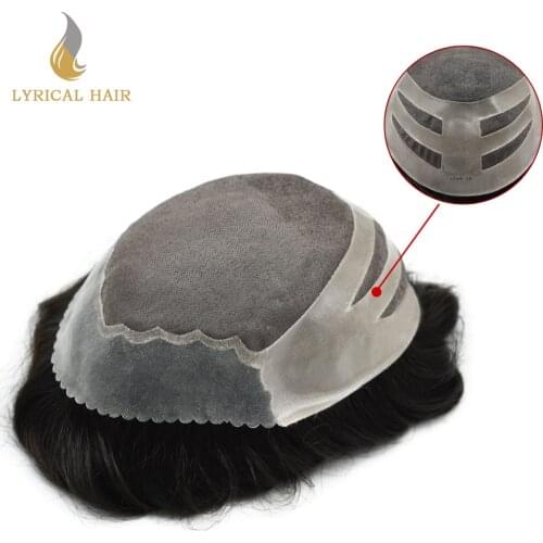 Super Fine Mono Mens Toupee Remy Human Hair Replacement Thin Skin Mens Hairpieces Poly PU Systems Durable OSCAR