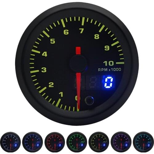 2" 52mm 7 Colors LED Car Auto Tachometer 0-10000 RPM Gauge Analog/Digital Dual Display Car Meter
