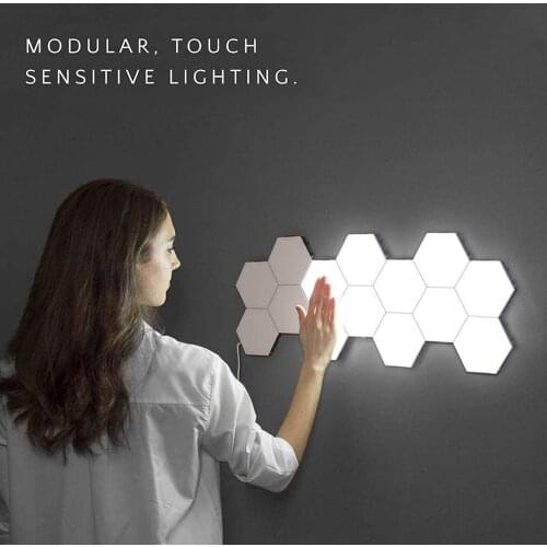 Europe Warehouse LED Quantum Hexagonal Wall Lamp Touch Sensitive White LED Night Light Hexagonal Lamps Modular Wall Lampara