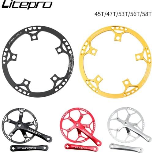 Litepro BMX Bicycle BCD130 Single Disc Gear Round Plate Crankset 45/47/53/56/58T Folding Bike Chainwheel Crank Chainring